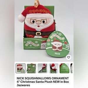 SQUISHMALLOW CHRISTMAS ORNAMENT SANTA CLAUS NICK BRAND NEW in BOX